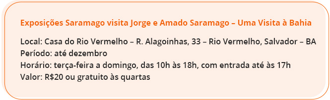 Exposições Saramago visita Jorge e Amado Saramago – Uma Visita à Bahia